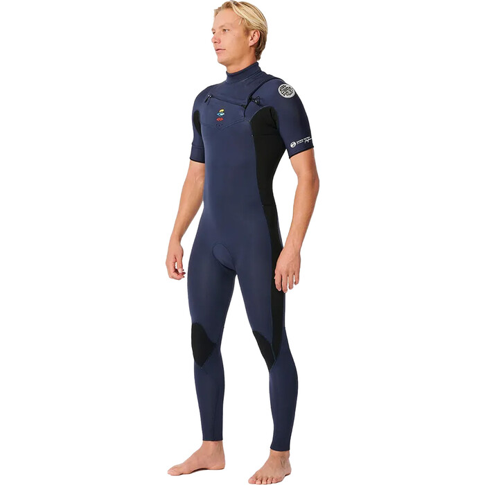 2024 Rip Curl Hombres Dawn Patrol Performance 2mm Manga Corta Chest Zip Neopreno 15LMFS - Dark Navy